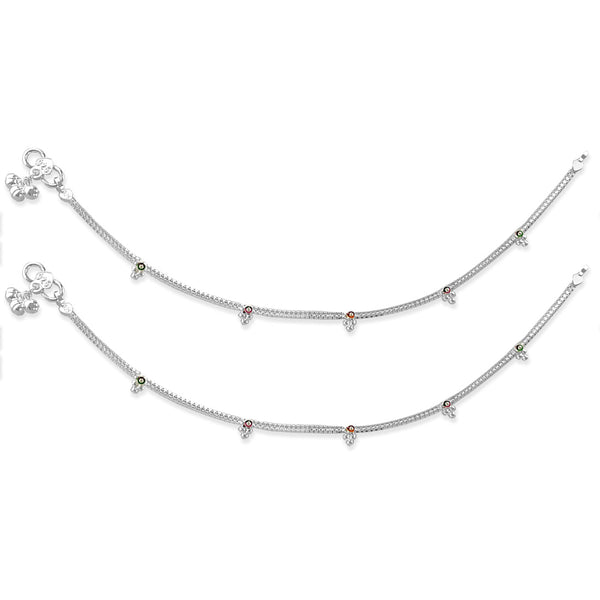 Taraash 925 Silver Single line Chain Anklet For Women - Taraash