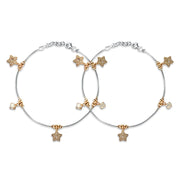 Taraash 925 Silver Star Rose Golg Plated CZ Anklet For Women - Taraash