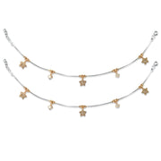 Taraash 925 Silver Star Rose Golg Plated CZ Anklet For Women - Taraash
