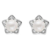 Taraash 925 Silver Star White Pearl CZ Earring Stud for Women - Taraash
