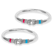Taraash 925 Silver Top Openable Enamel Bangle For Women - Taraash