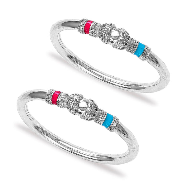 Taraash 925 Silver Top Openable Enamel Bangle For Women - Taraash