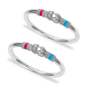 Taraash 925 Silver Top Openable Enamel Bangle For Women - Taraash