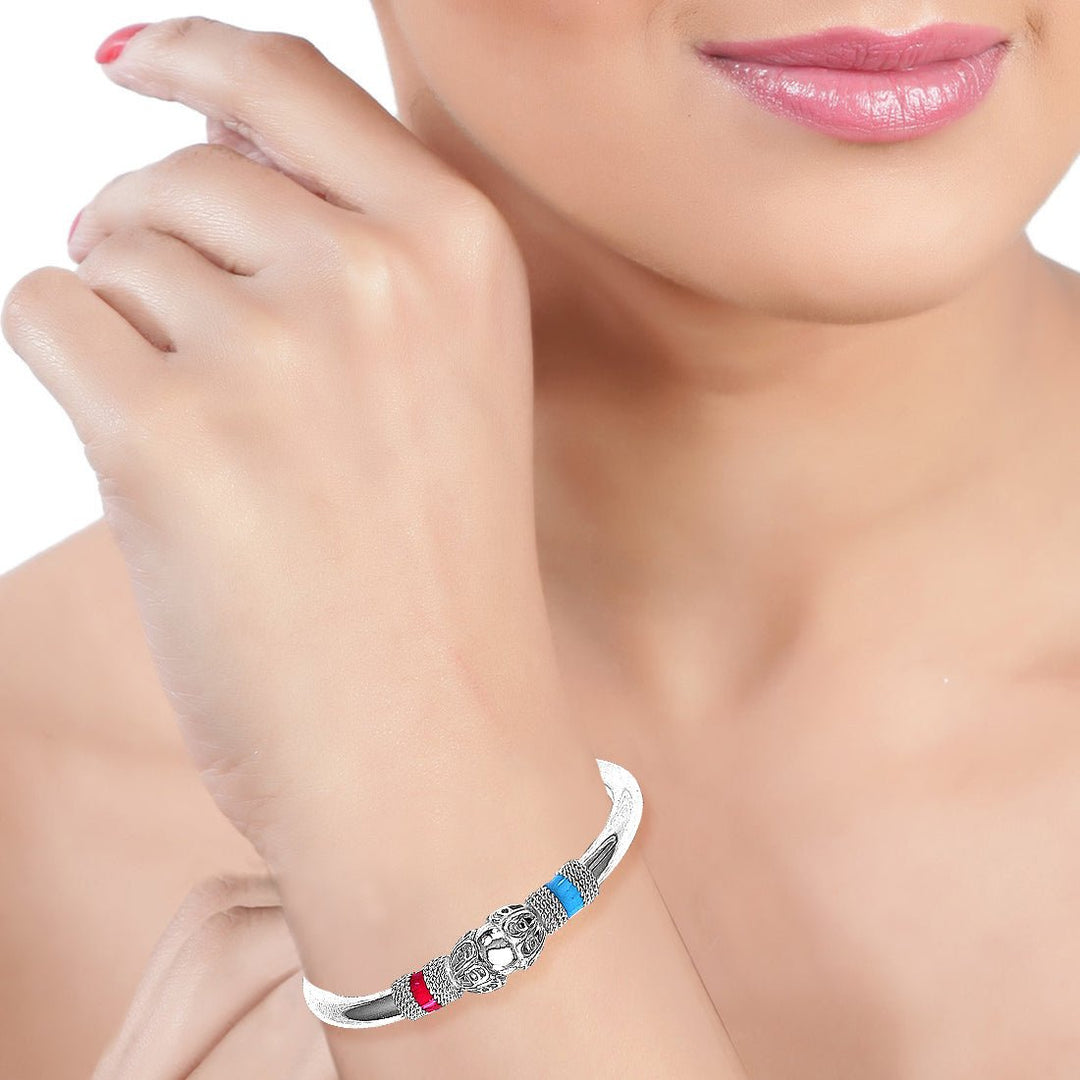 Taraash 925 Silver Top Openable Enamel Bangle For Women - Taraash