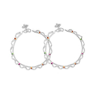 Taraash 925 Silver Traditional Chain Enamel Anklets For Women - Taraash