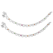 Taraash 925 Silver Traditional Chain Enamel Anklets For Women - Taraash