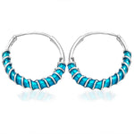 Load image into Gallery viewer, Taraash 925 Silver Turquoise Blue Enamel Hoop Earring For Women - Taraash