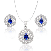 Taraash 925 Silver White and Blue CZ Round Design Pendant For Women - Taraash