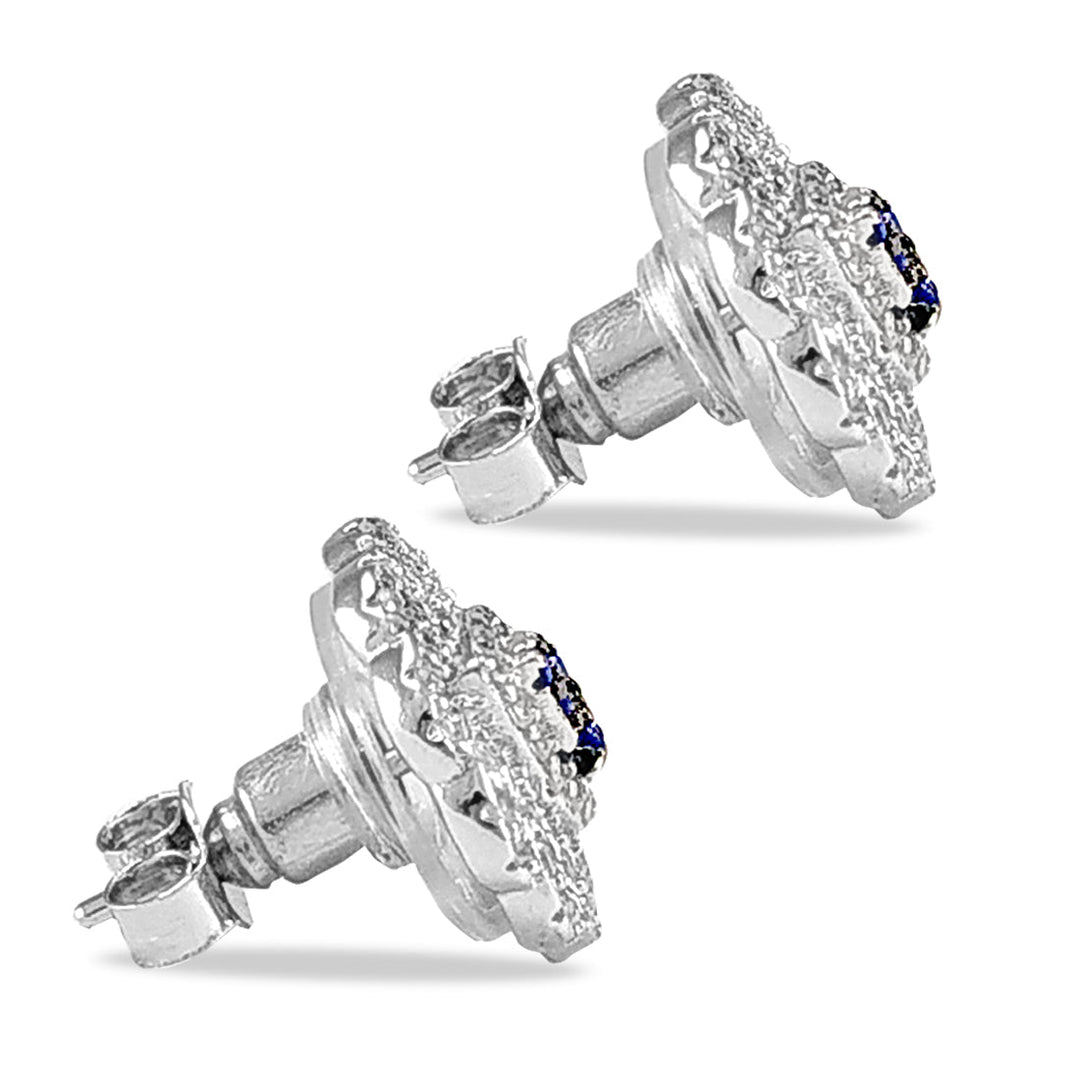 Taraash 925 Silver White and Blue CZ Round Design Pendant For Women - Taraash