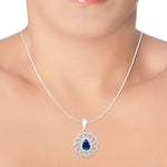 Load image into Gallery viewer, Taraash 925 Silver White and Blue CZ Round Design Pendant For Women - Taraash
