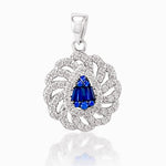 Load image into Gallery viewer, Taraash 925 Silver White and Blue CZ Round Design Pendant For Women - Taraash
