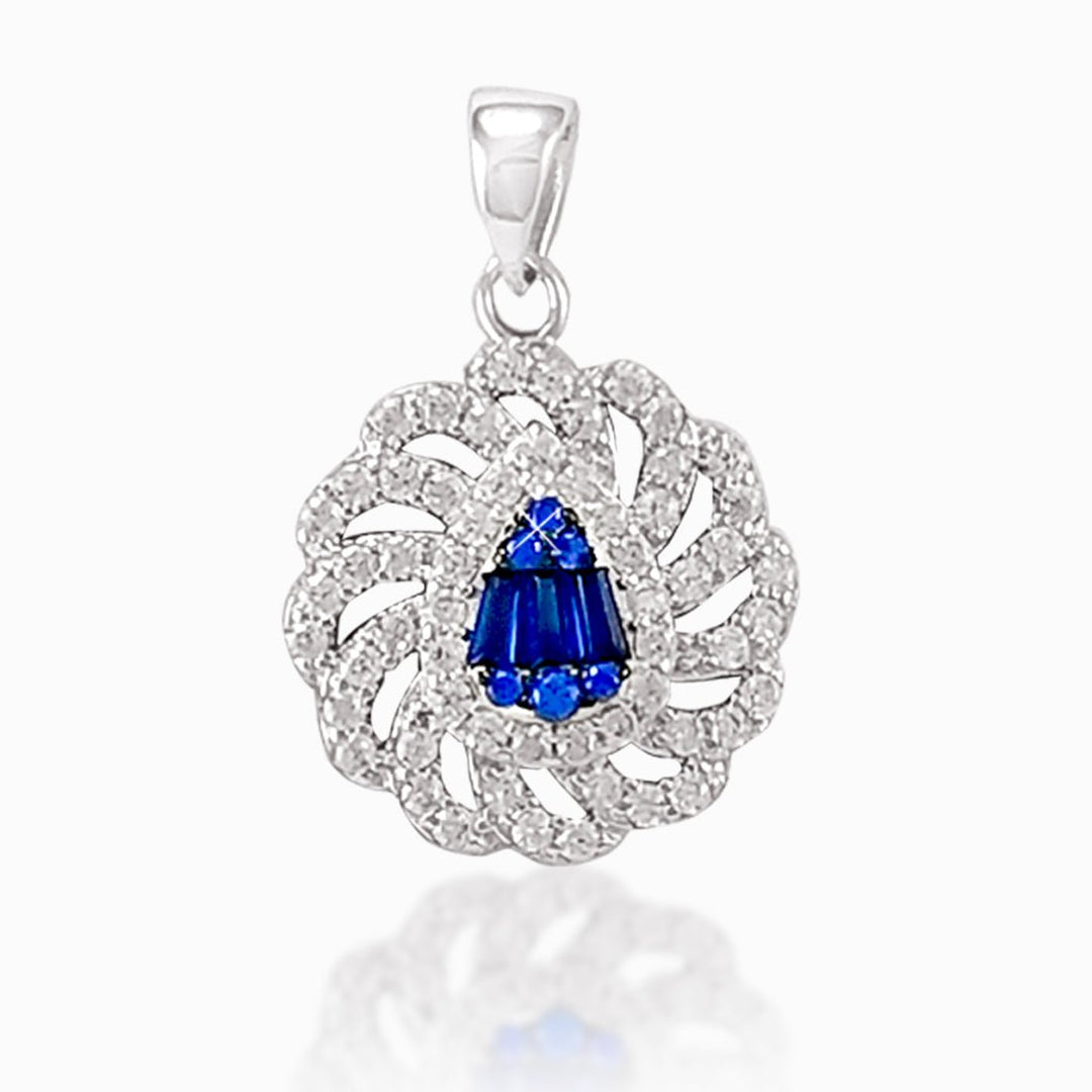 Taraash 925 Silver White and Blue CZ Round Design Pendant For Women - Taraash