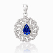 Taraash 925 Silver White and Blue CZ Round Design Pendant For Women - Taraash