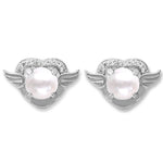 Load image into Gallery viewer, Taraash 925 Silver Wing Heart Pearl CZ Earring for Women - Taraash
