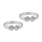 Taraash 925 Silver Wire Wrap Floral Top Open Leg Thumb Ring - Taraash