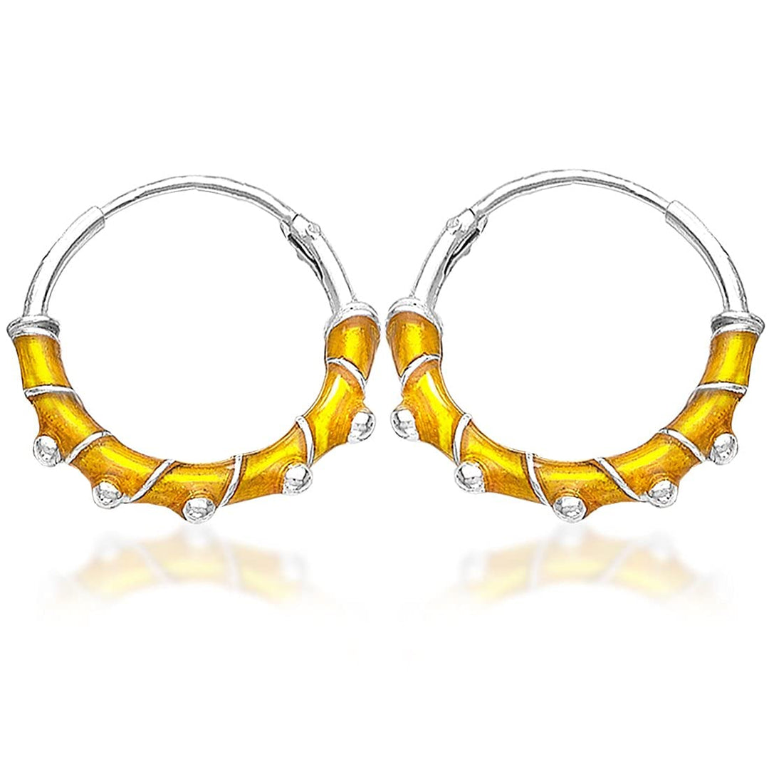 Taraash 925 Silver Yellow Enamel Hoop Earring For Women - Taraash