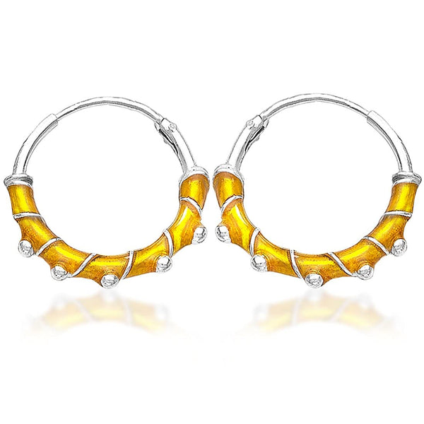 Taraash 925 Silver Yellow Enamel Hoop Earring For Women - Taraash