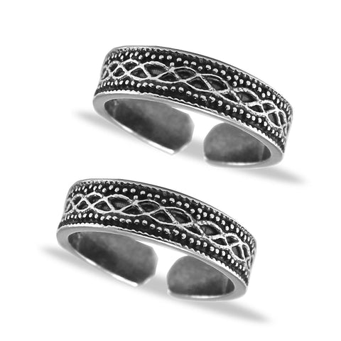 Taraash 925 Sterling Antique Cutwork Bichiya | Chandi metti | Silver Toe Ring For Women - Taraash