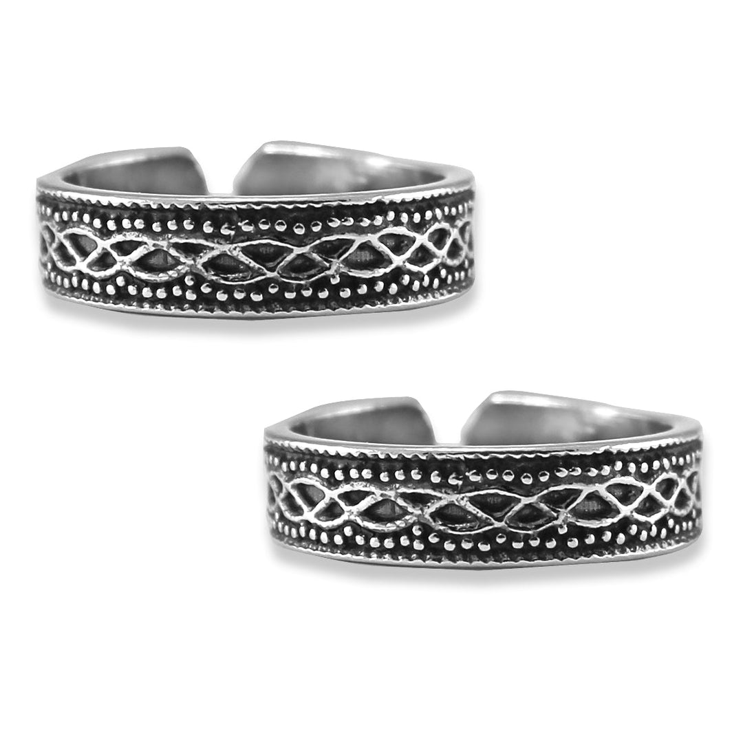 Taraash 925 Sterling Antique Cutwork Bichiya | Chandi metti | Silver Toe Ring For Women - Taraash