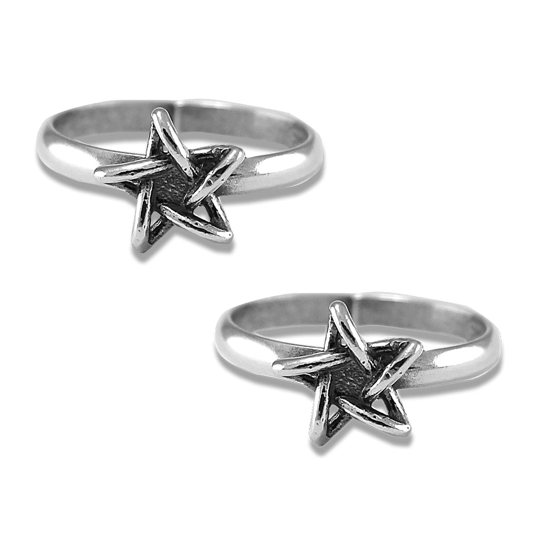 Taraash 925 Sterling Antique Star Toe Ring | Metti For Women | Silver Toe Ring For Women - Taraash