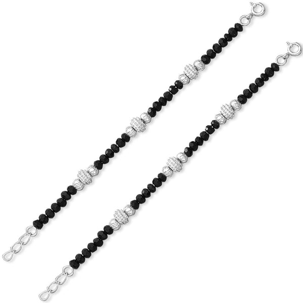 Taraash 925 Sterling Black Beaded Nazariya Set Bracelet For Kids BR1847S-1 - Taraash