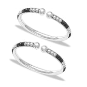 Taraash 925 Sterling Black Beaded Silver Kadas For Baby - Taraash