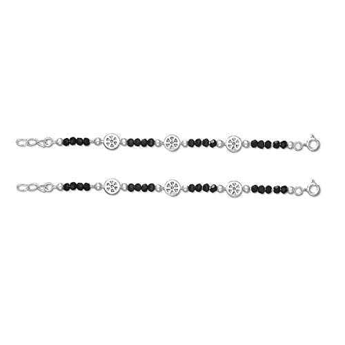 Taraash 925 Sterling Black Beaded Silver Kids Bracelets - Taraash