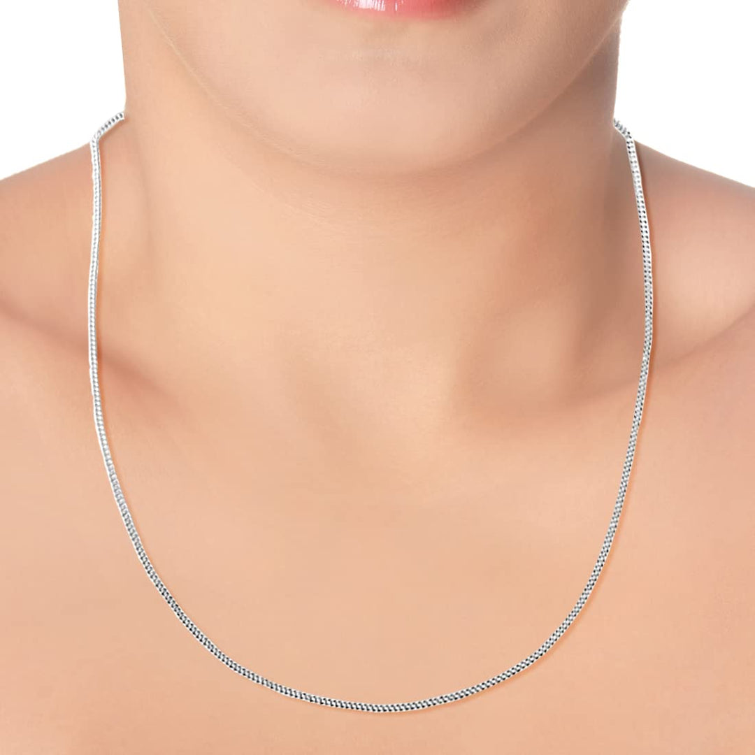 Taraash 925 Sterling Curb Silver Chain | Chains For Women & Girls | 16 Inch Chain For Women - Taraash