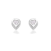 Taraash 925 Sterling Cz Heart Shape Stud Silver Earrings For Women CBER362I-01 - Taraash