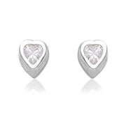 Taraash 925 Sterling Cz Heart Shape Stud Silver Earrings For Women CBER363I-01 - Taraash