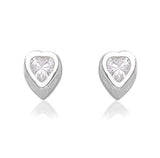 Taraash 925 Sterling Cz Heart Shape Stud Silver Earrings For Women CBER363I-01 - Taraash