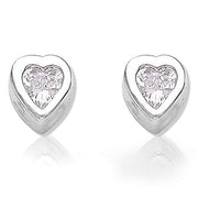 Taraash 925 Sterling Cz Heart Shape Stud Silver Earrings For Women CBER364I-01 - Taraash