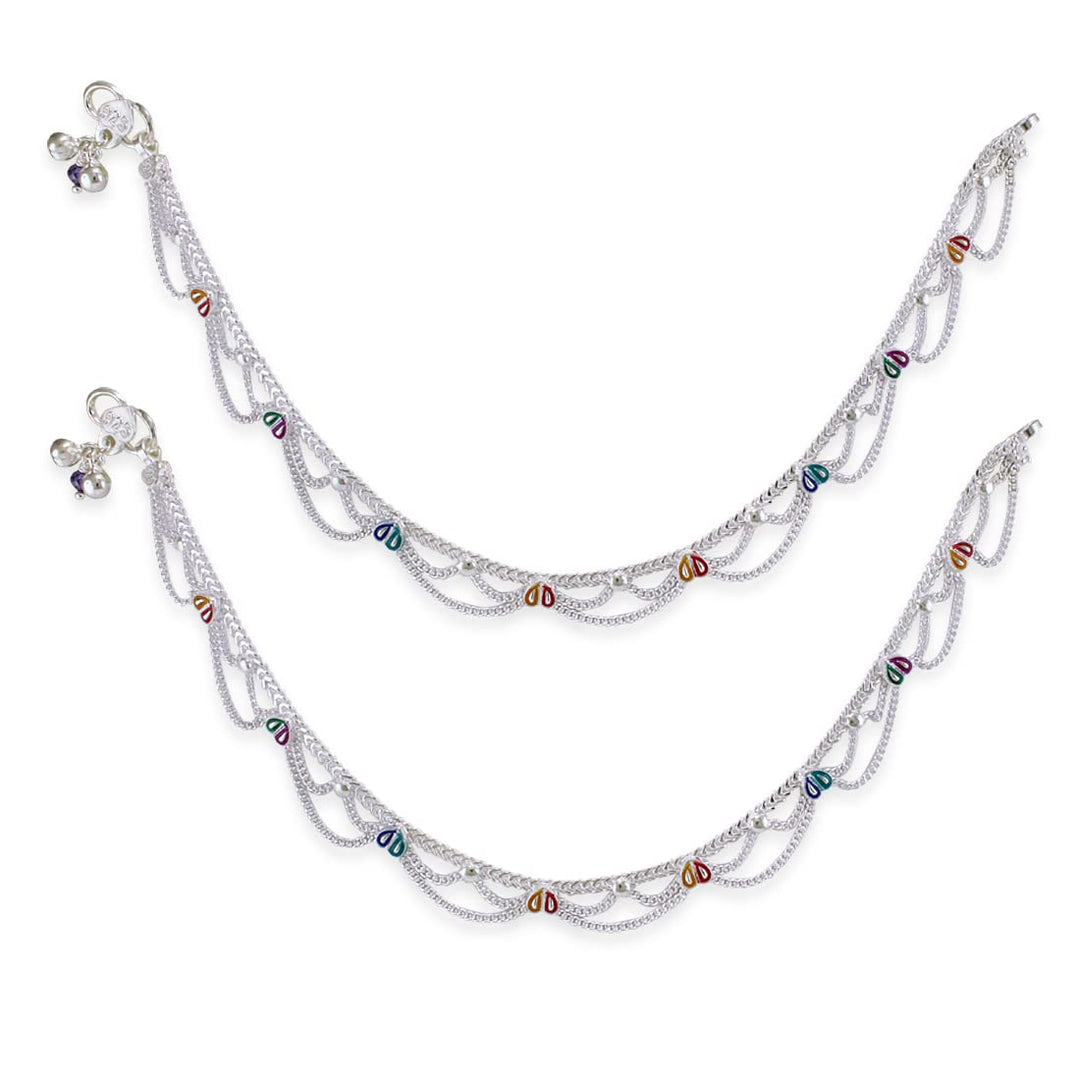 Taraash 925 Sterling Fancy Silver Anklets For Women - Taraash