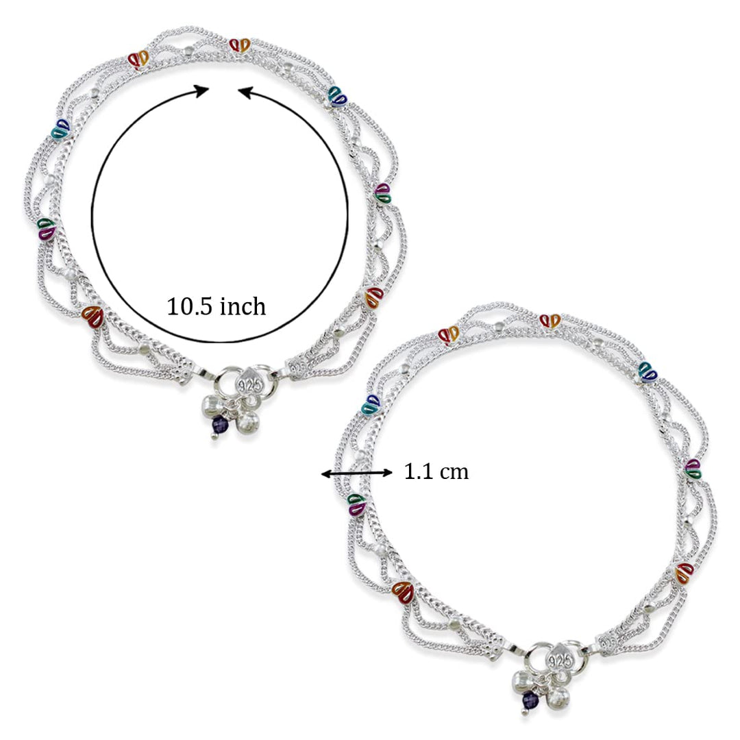 Taraash 925 Sterling Fancy Silver Anklets For Women - Taraash