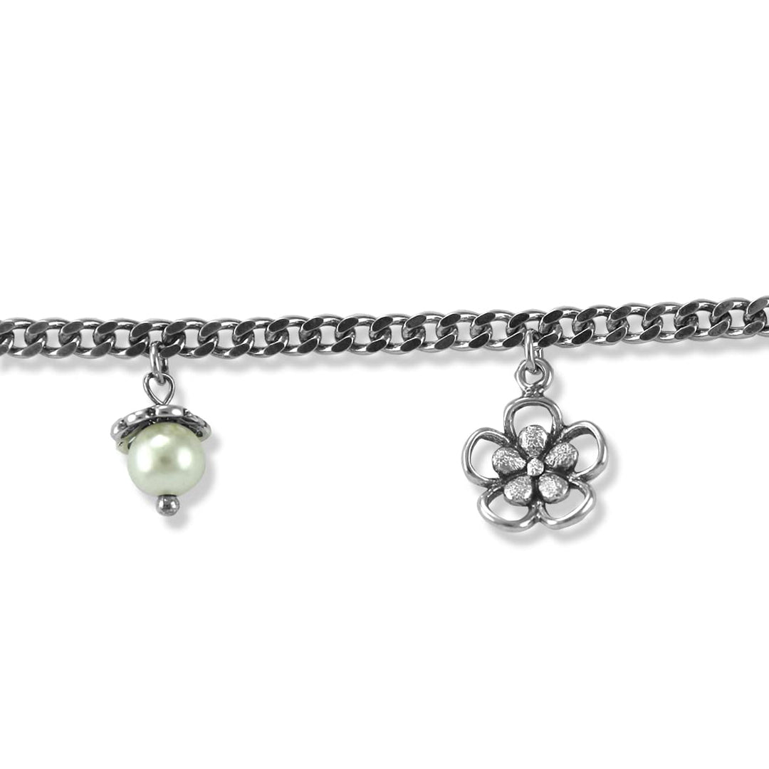 Taraash 925 Sterling Floral Pearl Silver Bracelet | Silver Bracelet For Women | Silver Bracelet - Taraash