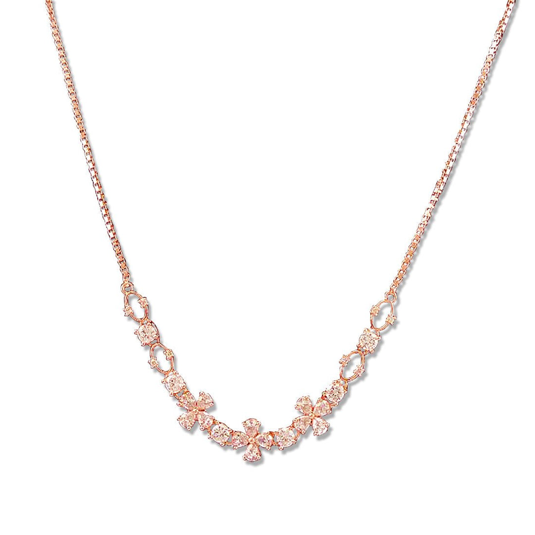 Taraash 925 Sterling Floral Rose Gold Silver Necklace Set For Women - Taraash