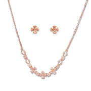 Taraash 925 Sterling Floral Rose Gold Silver Necklace Set For Women - Taraash