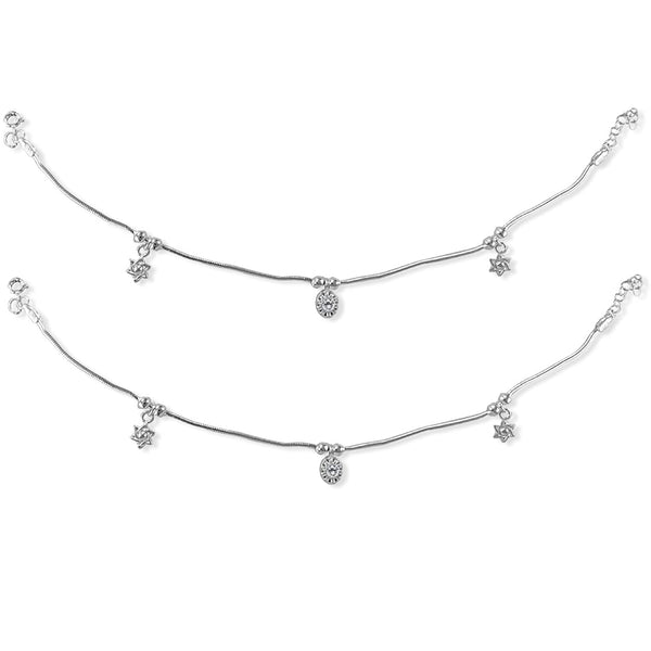 Taraash 925 Sterling Floral Silver Anklets For Women - Taraash