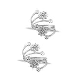 Taraash 925 Sterling Floral Silver Kali Mettelu For Women | Silver Band Foot Ring | Fancy Silver Metti For Women - Taraash