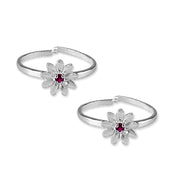 Taraash 925 Sterling Floral Silver Toe Ring For Women - Taraash