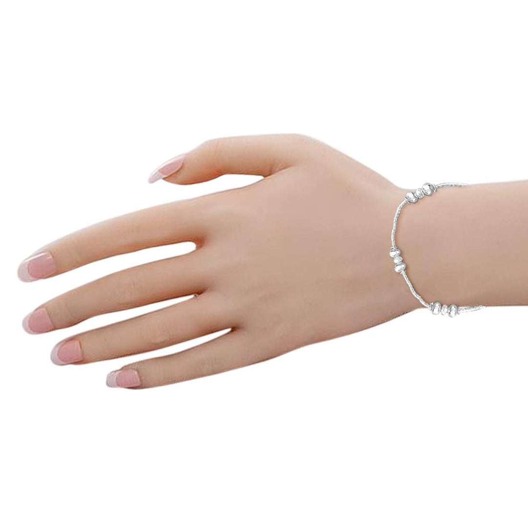 Taraash 925 Sterling Frosted Ball Silver Bracelet For Women BR1812F - Taraash