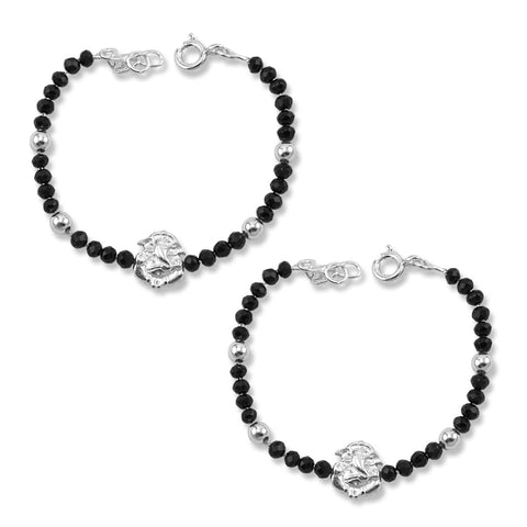 Taraash 925 Sterling Ganpati Silver Bracelet For New Born Babies| Silver Bracelet | Black Bead Bracelet - Taraash