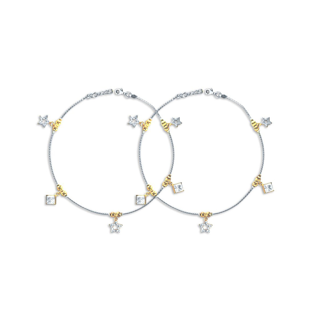 Taraash 925 Sterling Gold Plated Star Silver Anklets For Women - Taraash