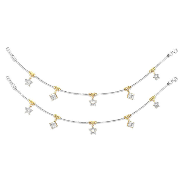 Taraash 925 Sterling Gold Plated Star Silver Anklets For Women - Taraash