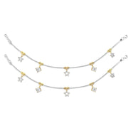 Taraash 925 Sterling Gold Plated Star Silver Anklets For Women - Taraash