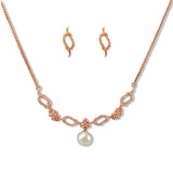 Taraash 925 Sterling Pearl Rose Gold Silver Necklace Set For Women - Taraash