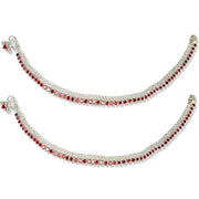 Taraash 925 Sterling Red Cz Silver Anklets For Women - Taraash