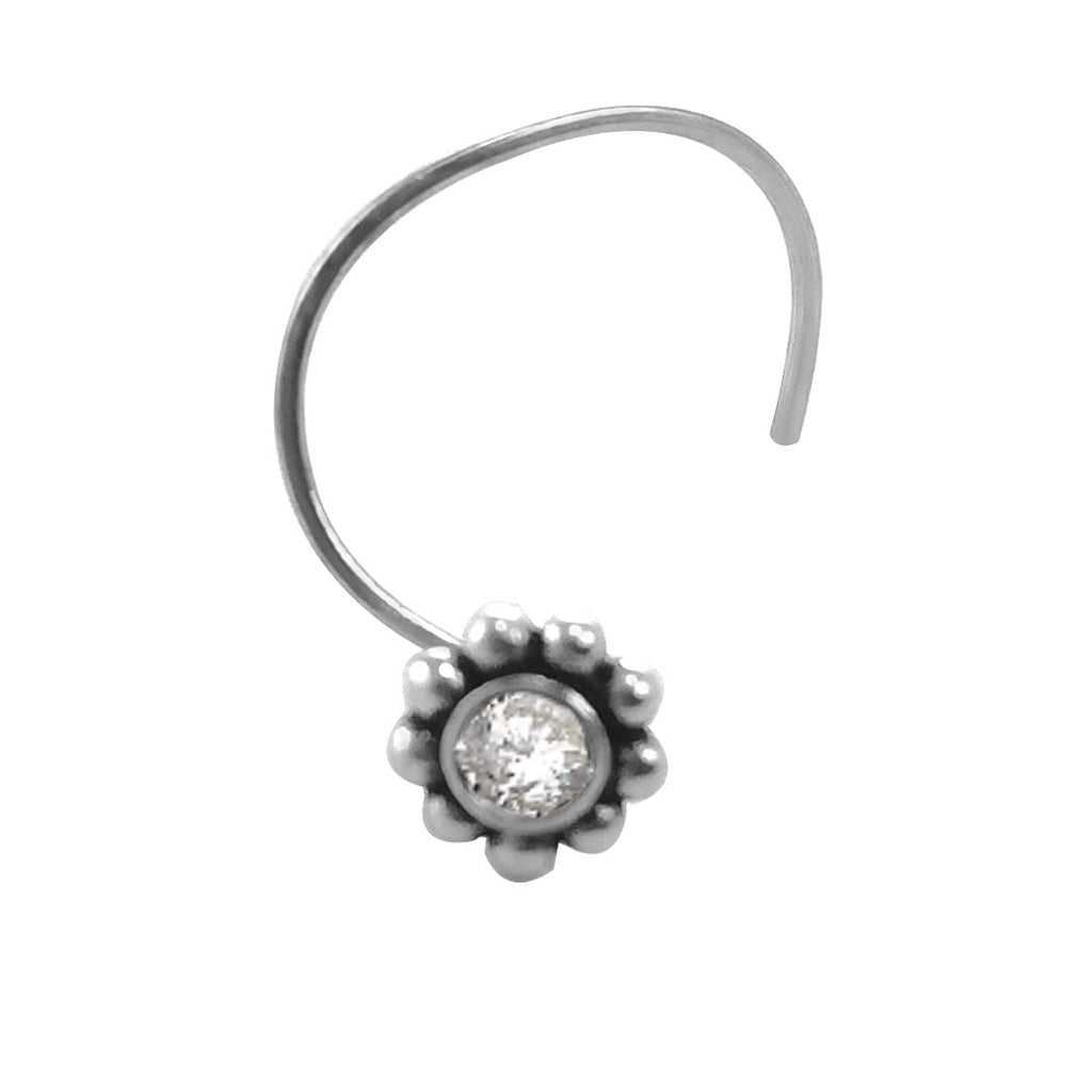 taraash 925 sterling round nose ring silver nath fancy nosepin for women girls