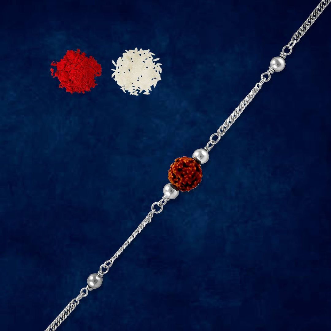 Taraash 925 Sterling Rudraksha Silver Chain Rakhi For Brother - Taraash