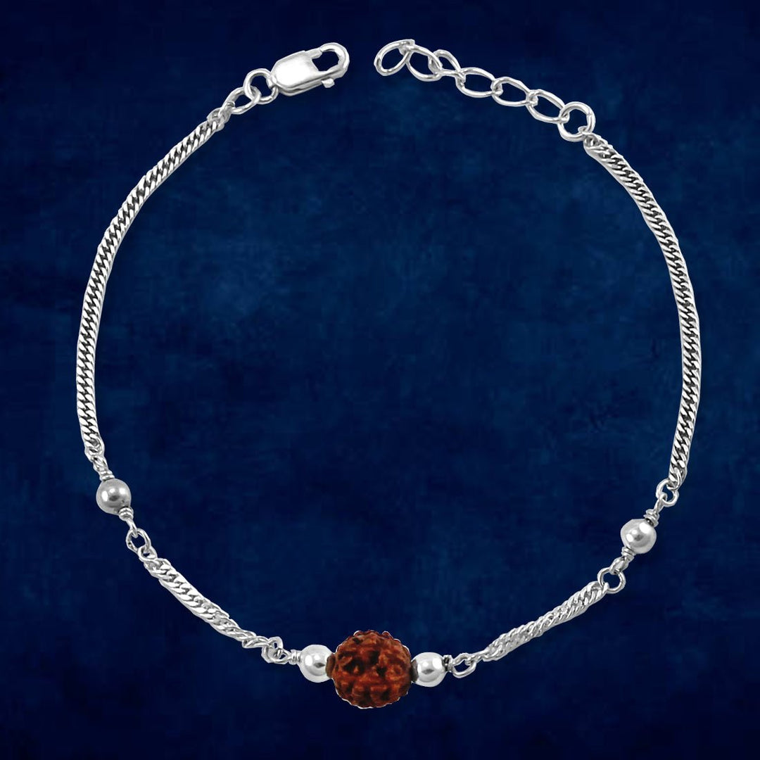Taraash 925 Sterling Rudraksha Silver Chain Rakhi For Brother - Taraash